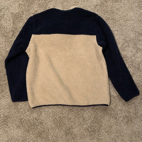 Orvis Snap-Front Sherpa Fleece Pullover - XL - Blue & Beige - Picture 4 of 6